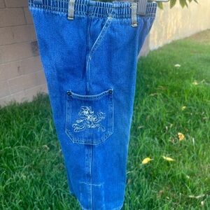 Vintage y2k Kids Blue Jeans with  Mickey Embroidered Pocket